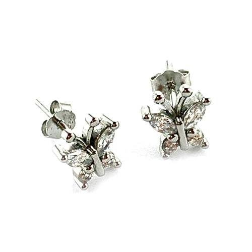 Butterfly silver earring with platinum plating
