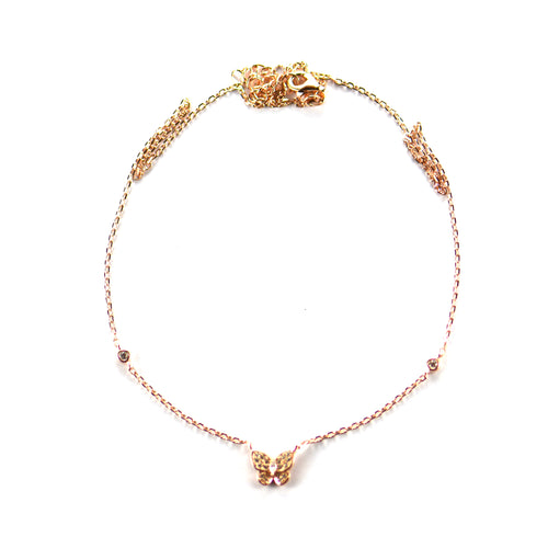 Butterfly silver necklace with two CZ & small CZ