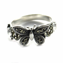 Butterfly silver ring with marcasite