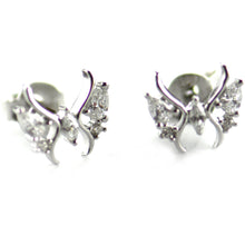 Butterfly silver studs earring with waterdrop CZ