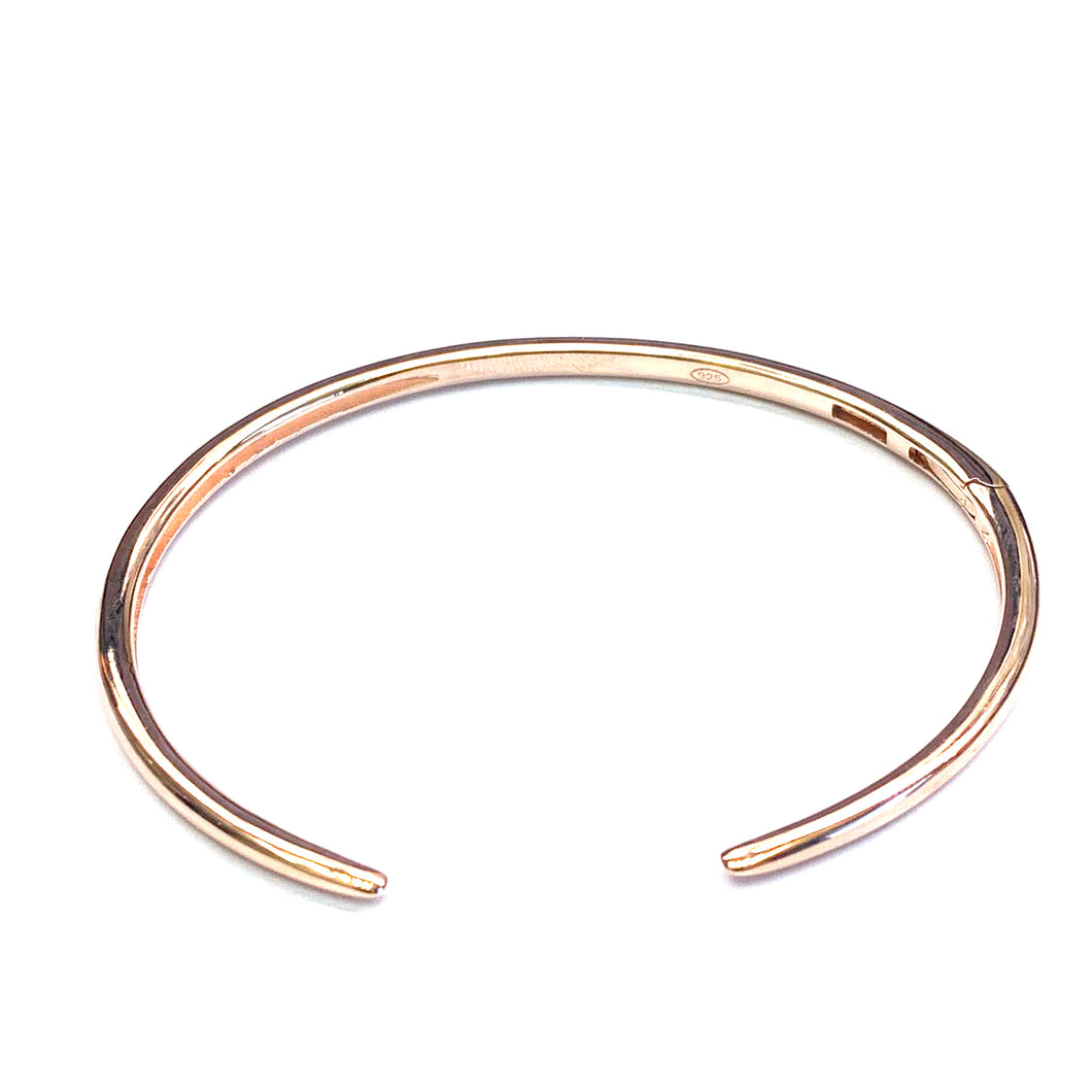 Can open silver bangle with pink gold plating