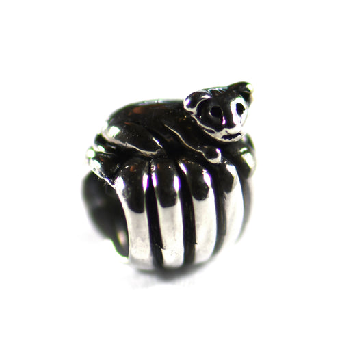 Cat sit on a pumpkin silver beads