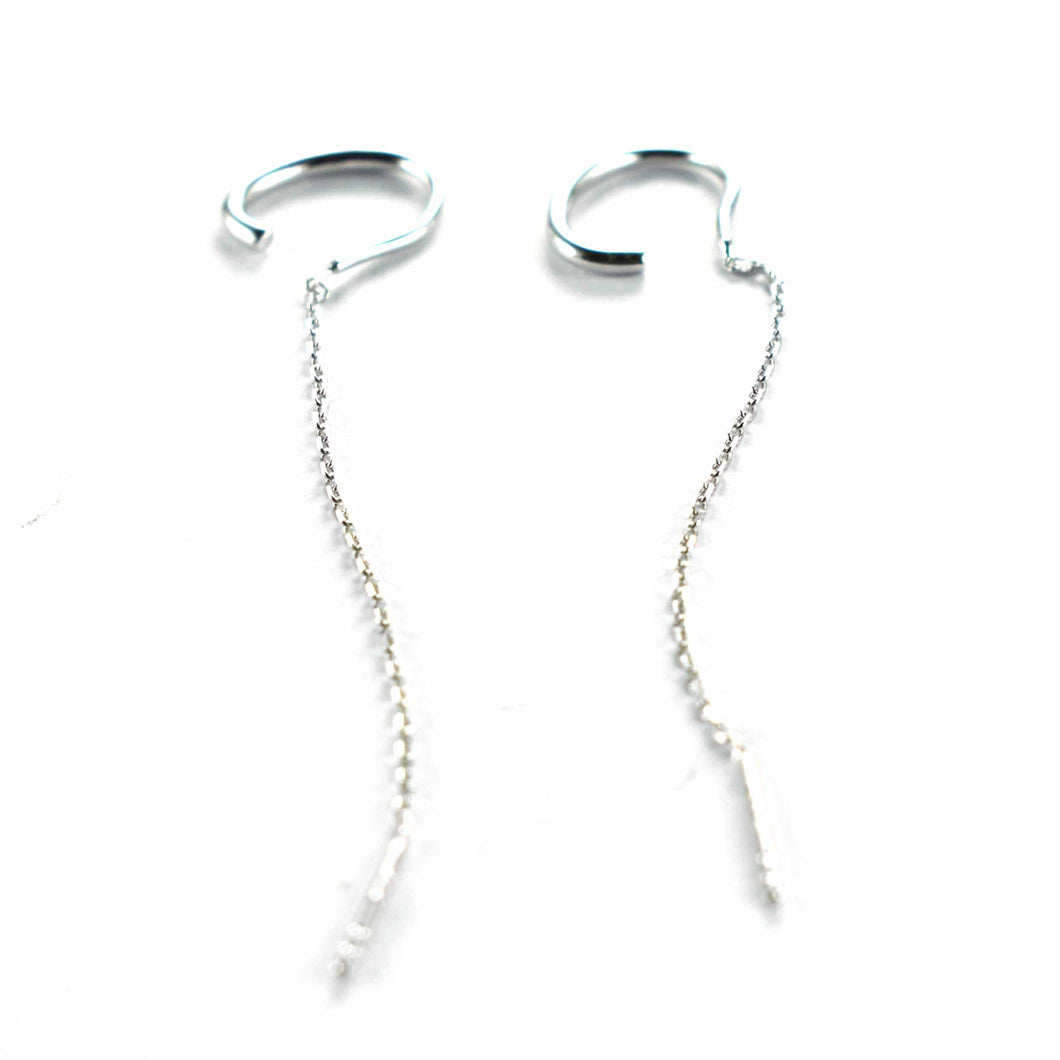 Chain silver earring with platinum plating