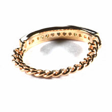 Chain silver ring with pink gold plating
