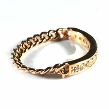Chain silver ring with pink gold plating