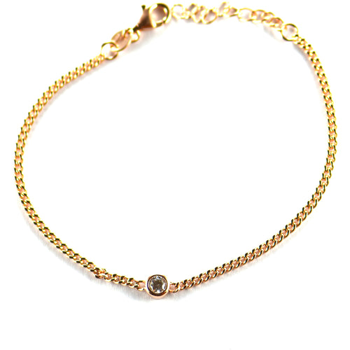 Channel set silver bracelet with pink gold plating