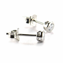 Channel set silver stud earring with 3mm CZ