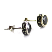 Channel set silver studs earring with black CZ & small black CZ