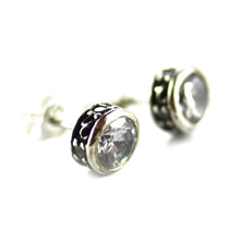 Channel set silver studs earring with white CZ & small white CZ