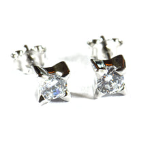 Channel setting silver studs earring with 4mm CZ