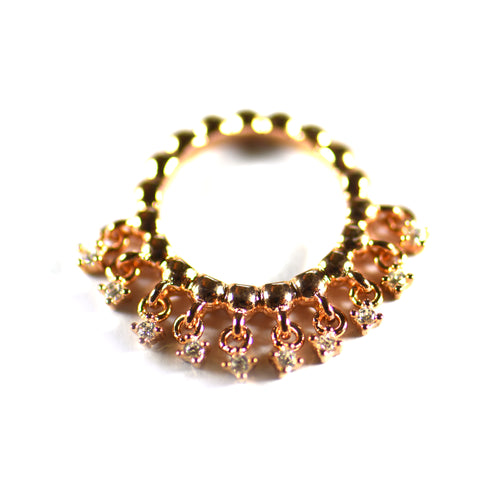 Charms silver ring with pink gold plating & CZ