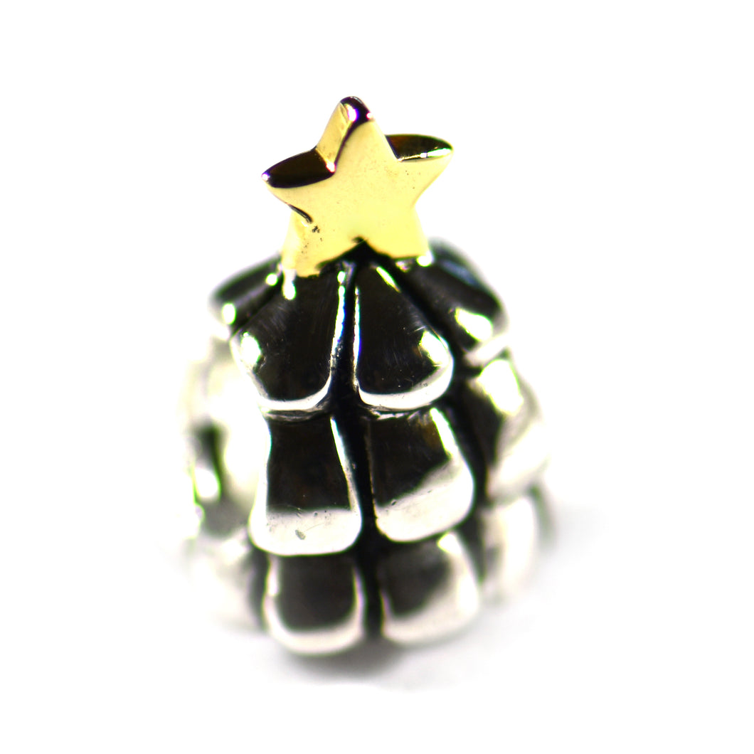 Christmas street silver beads with 18K gold plating star