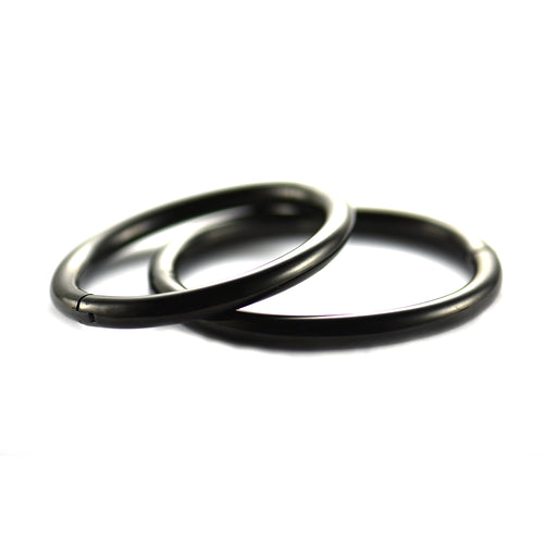 Circle & Plain stainless steel couple bangle with black plating