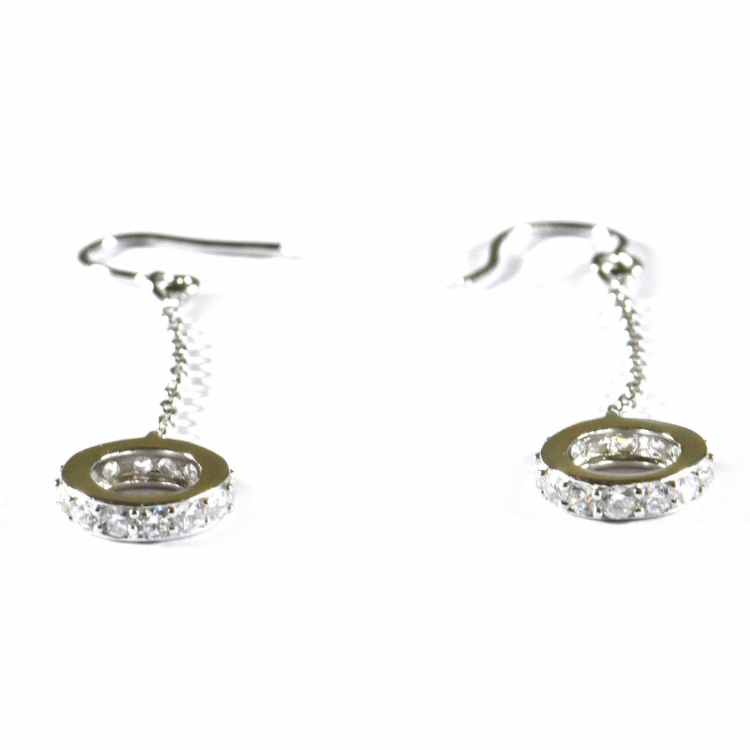 Circle & chain silver earring with CZ