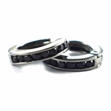 Circle silver earring with circle black CZ