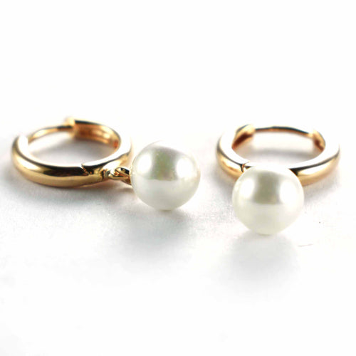Circle silver earring with pearl & pink gold plating