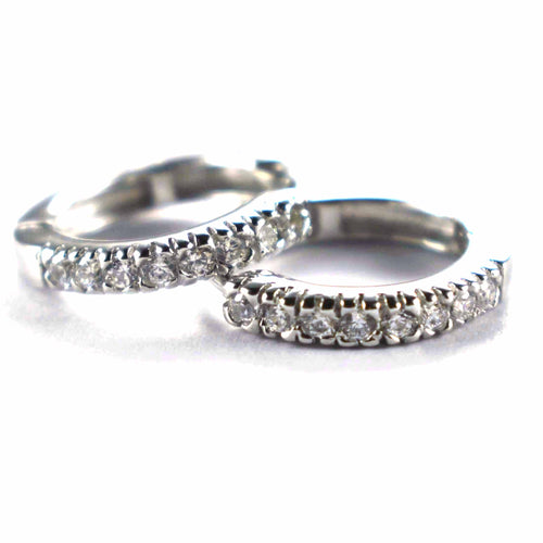 15mm Circle silver earring with prong setting & white CZ