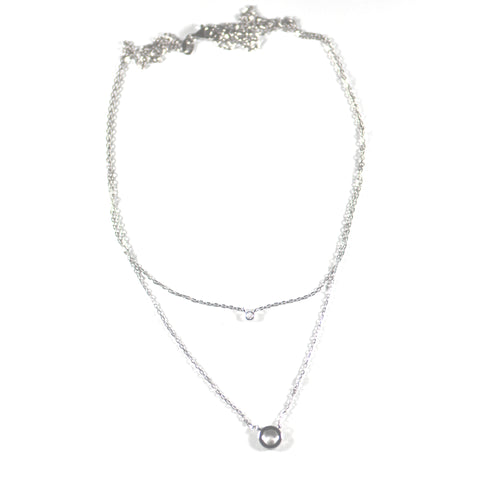 Circle & stone silver necklace with CZ