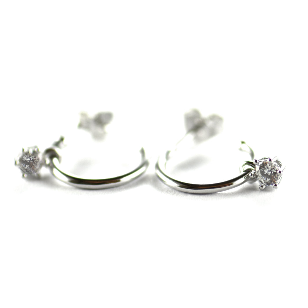 Circle silver earring with 4mm CZ