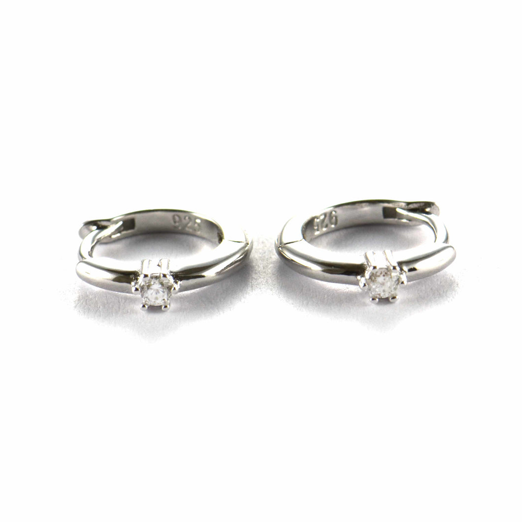 Circle silver earring with one CZ