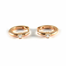 Circle silver earring with one CZ & pink gold plating