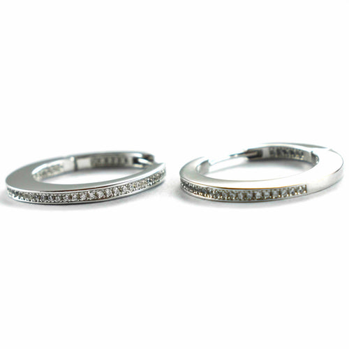 Circle silver earring with small with CZ