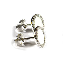 Circle studs silver earring with mother of pearl & CZ