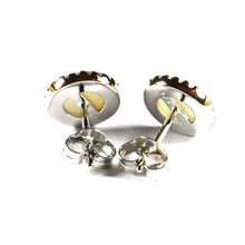 Circle studs silver earring with mother of pearl & CZ