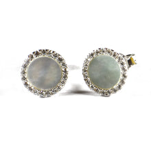 Circle studs silver earring with mother of pearl & CZ