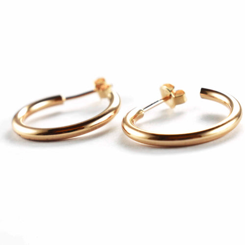 22mm Circle studs silver earring with pink gold plating