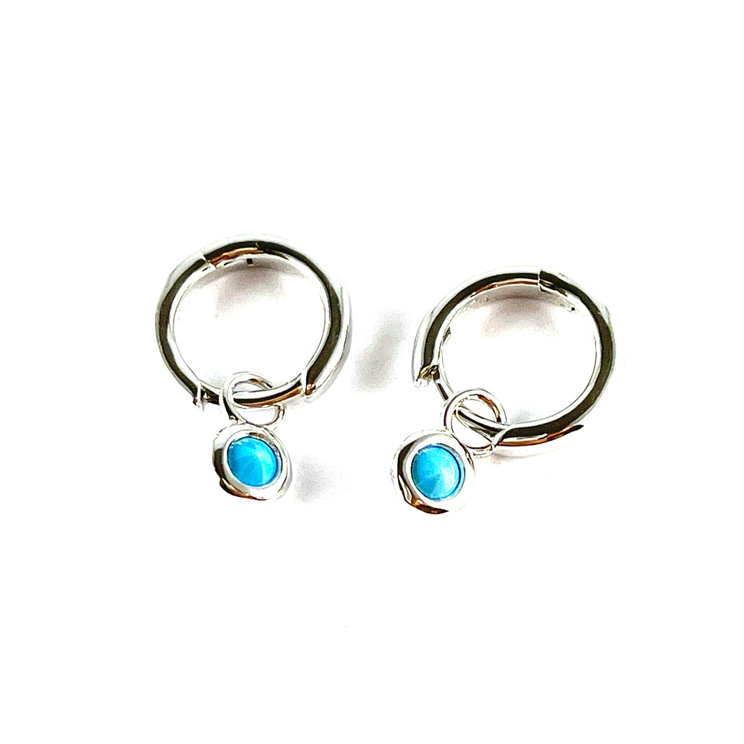 Circle with Turquoise silver earring