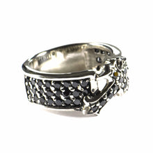 Classic cross silver ring with black CZ