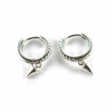 Cone silver earring with white CZ