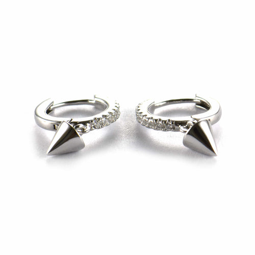 Cone silver earring with white CZ