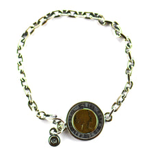 Copper coin Queen Elizabeth silver bracelet