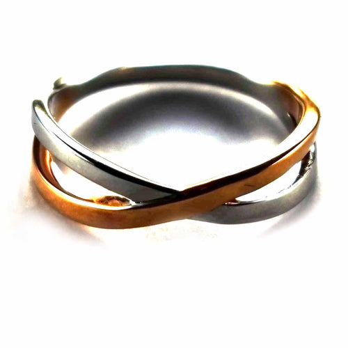 Cross pattern with pink gold plating silver ring