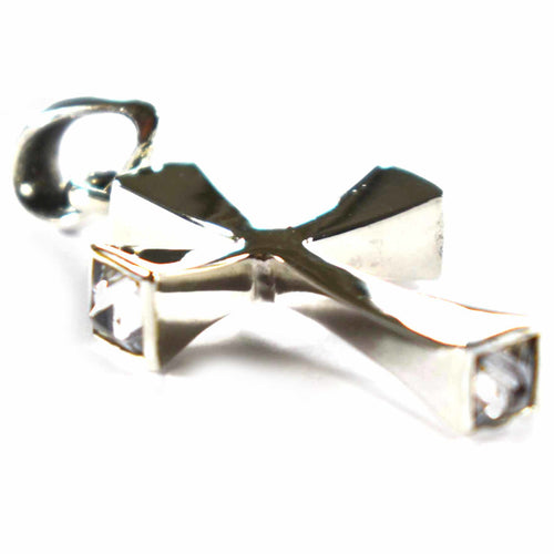 Cross silver pendant with crystal