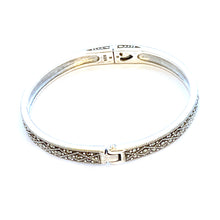 Cross pattern silver bangle with marcasite