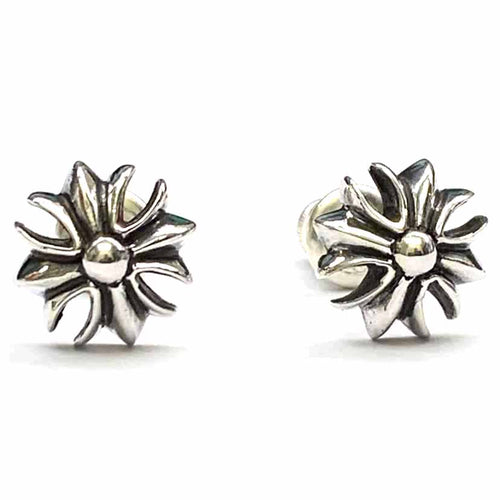 Cross silver studs earring with oxidizing