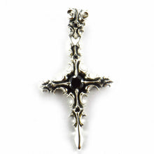 Cross silver pendant with black cubic zirconia