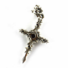 Cross silver pendant with black cubic zirconia