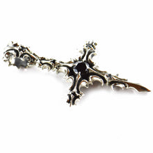 Cross silver pendant with black cubic zirconia