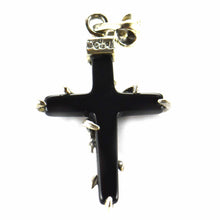 Cross silver pendant with onyx