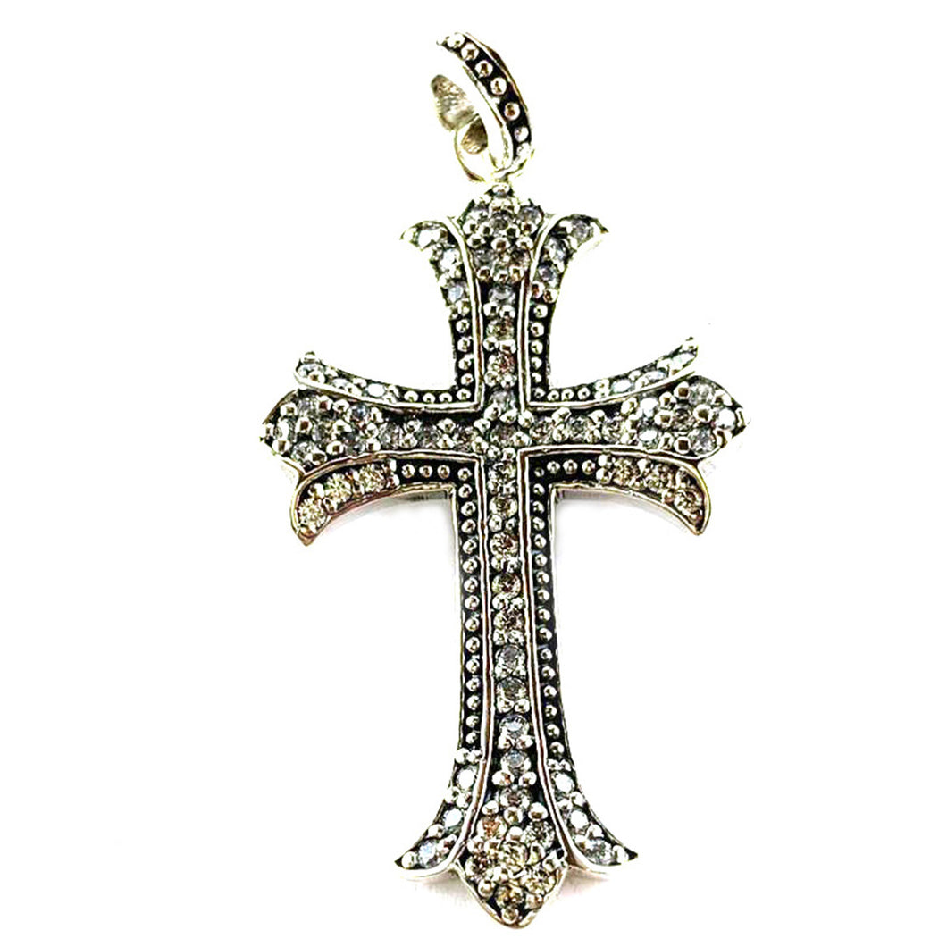 Cross silver pendant with small white CZ