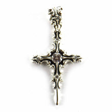 Cross silver pendant with white cubic zirconia
