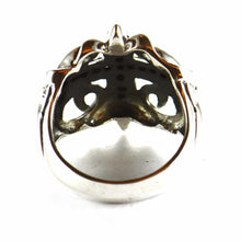 Cross silver ring with black cubic zirconia