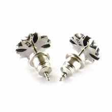 Cross silver studs earring with oxidizing