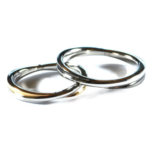 Stainless steel couple ring with black & pink gold plating