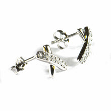 Cross silver earring with CZ