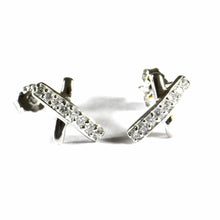 Cross silver earring with CZ